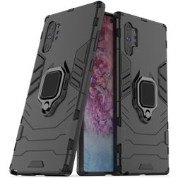 Mobigear Armor Ring Samsung Galaxy Note 10 Plus Tvrdý plast Zadní kryt odolný proti nárazům s prstýnkem - Černá