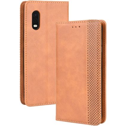 Mobigear Sensation Samsung Galaxy Xcover Pro Lompakkokotelo + Setelitasku - Konjakki