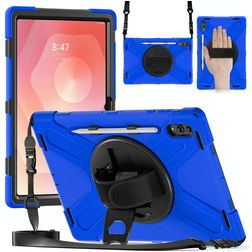 Mobigear SureGrip XGuard Samsung Galaxy Tab S11 Ultra Cover Hård plast / Silikone Bagsidecover + Stylus-holder + Skulderrem + Stander - Blå