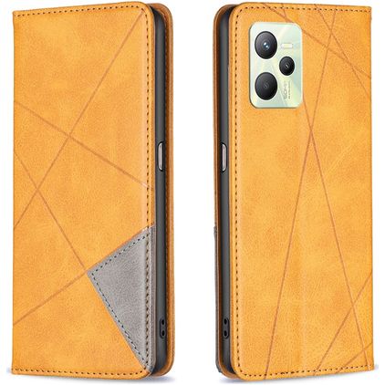 Mobigear Rhombus Slim Realme C35 Lompakkokotelo - Konjakki