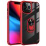 Mobigear Crystal Ring iPhone 14 Pro Max Hard Case Back cover with Ring Holder - Clear / Red