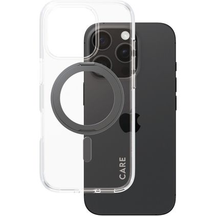 CARE by PanzerGlass Kickstand iPhone 16 Pro MagSafe Hardcase Etui plecki z podstawką - Przezroczysty / Czarny