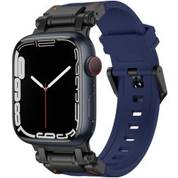 Mobigear Explorer Silikoni Apple Watch Ranneke Solki - 49/46/45/44 mm - Musta / Sininen