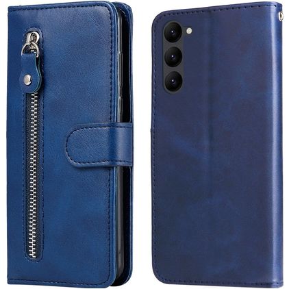 Mobigear Zipper Samsung Galaxy S23 Pungetui med Seddelrum - Blå