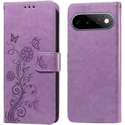 Mobigear Flowers Google Pixel 11 Pro Pungetui med Seddelrum - Lilla