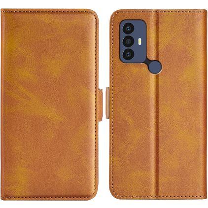 Mobigear Slim Magnet TCL 305 Wallet case - Cognac
