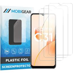 Mobigear Realme C31 Película de ecrã em plástico - Compatível com capas (Pack de 3)