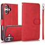 Mobigear Wallet iPhone 16 Cover a libro 2 in 1 con guscio estraibile a portafoglio - Rosso