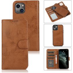 Mobigear Wallet iPhone 13 Mini Case Detachable 2-in-1 Wallet Case Wallet - Brown
