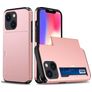 Mobigear Card iPhone 15 Plástico rígido Capa traseira Antichoque com porta-cartões - Rosa dourado