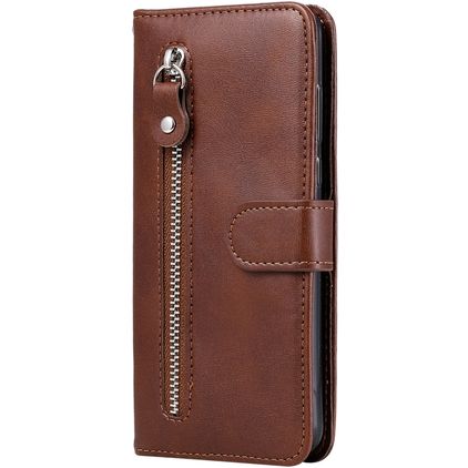 Mobigear Zipper Xiaomi Mi Note 10 Lite Funda tipo libro Cartera - Marrón