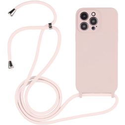 Mobigear Lanyard iPhone 15 Pro Max Silicone Capa com cordão - Sand Pink