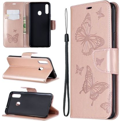 Mobigear Butterfly Samsung Galaxy A20s Etui z klapką typu portfel - Różowe złoto