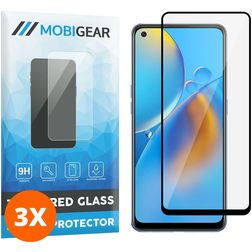 Mobigear Premium OPPO A74 4G Tempered Glass Screen Protector - Case Friendly - Black (3-Pack)