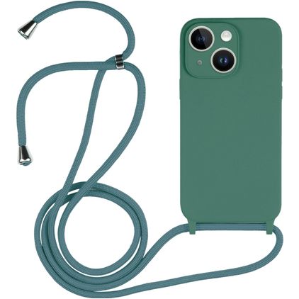 Mobigear Lanyard iPhone 15 Silicone Capa com cordão - Verde