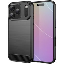 Mobigear Brushed Slim iPhone 18 Pro TPU flexível Capa traseira - Preto