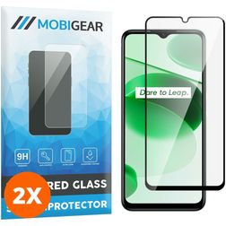 Mobigear Premium Realme C35 Vidro temperado Película de ecrã - Compatível com capas - Preto (Pack de 2)