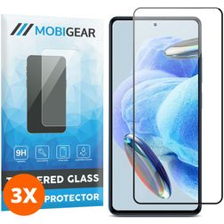 Mobigear Premium Xiaomi Redmi Note 12 Pro Tempered Glass Screen Protector - Case Friendly - Black (3-Pack)