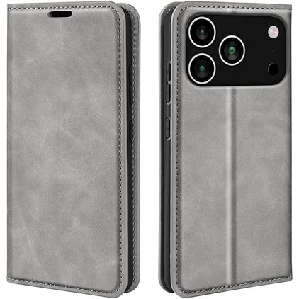 Mobigear Retro Slim iPhone 18 Pro Max Funda tipo libro Cartera - Gris