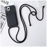 Mobigear Lanyard Card iPhone 15 Pro Max Silicone Case with lanyard and Card Holder - Black