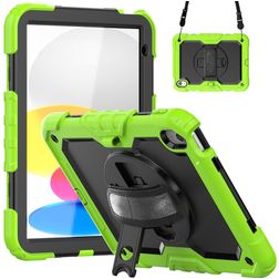 Mobigear SureGrip Xtreme iPad 10 (2022) Cover Hård plast / Silikone Bagsidecover + Skulderrem + Stander - Sort / Grøn