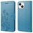 Mobigear Flowers iPhone 14 Wallet case - Blue