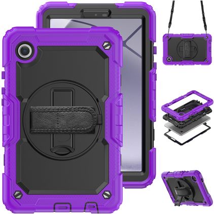 Mobigear SureGrip Xtreme Samsung Galaxy Tab A9 (2023) Kova muovi / Silikoni Suojakuori + Olkahihna + Teline - Violetti