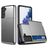 Mobigear Card Samsung Galaxy S21 Plástico rígido Capa traseira Antichoque com porta-cartões - Cinzento