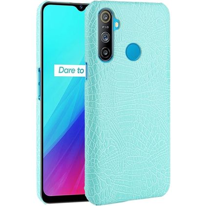 Mobigear Croco Realme C3 Kova Suojakuori - Turkoosi