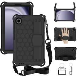 Mobigear HexStrap Samsung Galaxy Tab A9 (2023) Espuma EVA Capa traseira + Alça de ombro - Preto