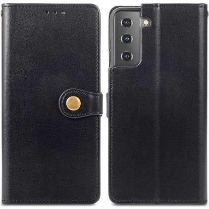 Mobigear Snap Button Samsung Galaxy S21 Pungetui med Seddelrum - Sort