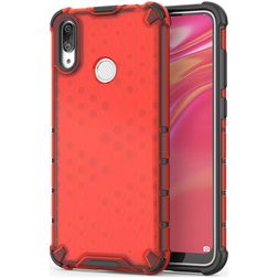Mobigear Honeycomb Huawei Y7 (2019) Hårdt Bagsidecover Stødsikkert - Rød