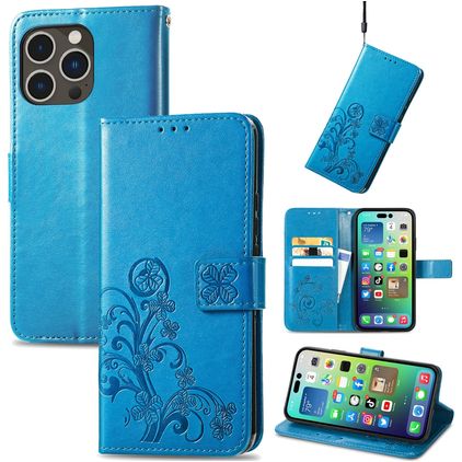 Mobigear Clover iPhone 15 Pro Max Funda tipo libro Cartera - Azul