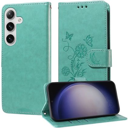 Mobigear Flowers Samsung Galaxy S25 Plus Funda tipo libro Cartera - Verde