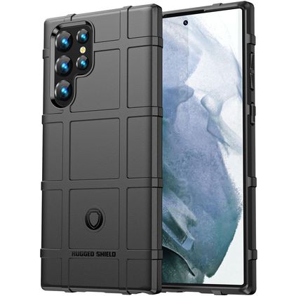 Mobigear Rugged Shield Samsung Galaxy S22 Ultra Fleksibel TPU Bagsidecover Stødsikkert - Sort