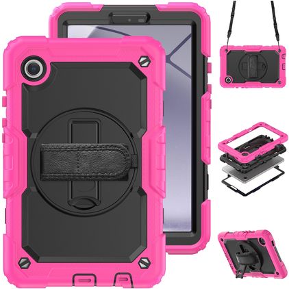 Mobigear SureGrip Xtreme Samsung Galaxy Tab A9 (2023) Plastica rigida / Silicone Back cover + Tracolla + Supporto - Rosa