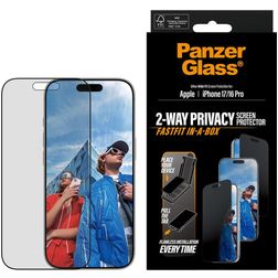 PanzerGlass FastFit iPhone 17 Pro Tvrzené sklo Ochrana displeje Privacy - kompatibilní s pouzdry + Instalační rámeček - Černá