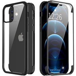 Valenta Full Cover iPhone 12 Mini Tvrzené sklo Zadní kryt odolný proti nárazům - Černá