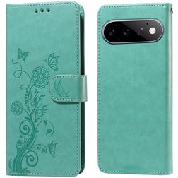 Mobigear Flowers Google Pixel 11 Pungetui med Seddelrum - Grøn