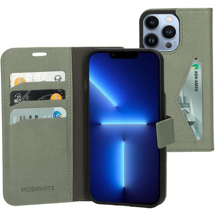 Mobiparts Classic Wallet iPhone 13 Pro Lompakkokotelo + Setelitasku - Stone Green