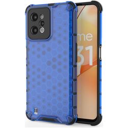 Mobigear Honeycomb Realme C31 Hårdt Bagsidecover Stødsikkert - Blå