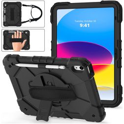 Mobigear SureGrip Xtreme iPad 10 (2022) Cover Hård plast / Silikone Bagsidecover + Skulderrem + Stander - Sort
