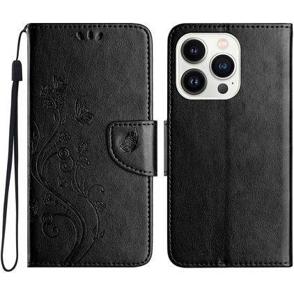 Mobigear Flowers iPhone 16 Pro Max Wallet case - Black