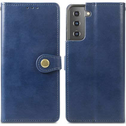 Mobigear Snap Button Samsung Galaxy S21 Plus Wallet case - Blue