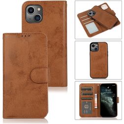 Mobigear Wallet iPhone 15 Plus 2-i-1-plånboksfodral med löstagbart skal med sedelfack - Brun