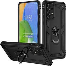 Mobigear Armor Ring Samsung Galaxy A73 Hard Case Back cover Shockproof with Ring Holder - Black
