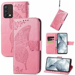 Mobigear Butterfly Realme GT Master Edition Lompakkokotelo + Setelitasku - Vaaleanpunainen