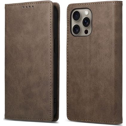 Mobigear Wallet iPhone 16 Pro Max Knížkové pouzdro Peněženka - Hnědá