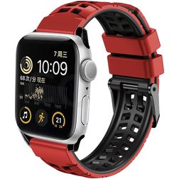 Mobigear Aero Armor Silikone Apple Watch Urrem Spændelås - 49/46/45/44 mm - Rød / Sort
