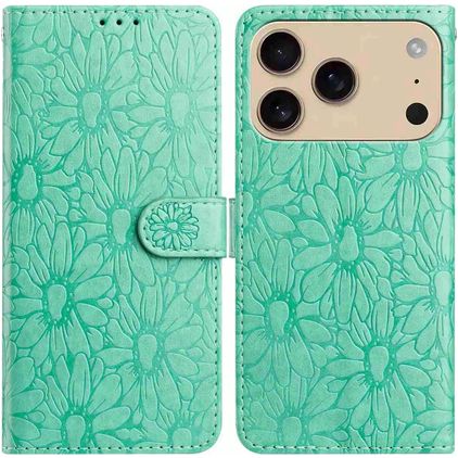 Mobigear Flowers iPhone 17 Pro Funda tipo libro Cartera - Verde
